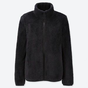 Uniqlo black fur zip up sweater